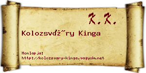 Kolozsváry Kinga névjegykártya